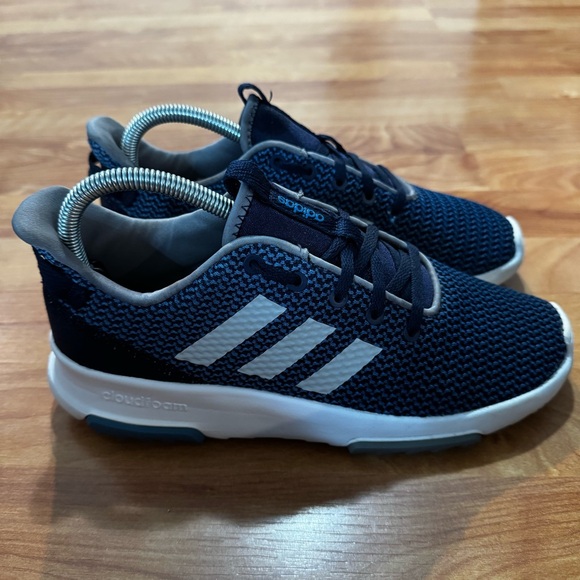 Adidas Cloudfoam Racer Low Trainers DB1862 Blue/White Kids Size 6 Running Shoes - Picture 1 of 10